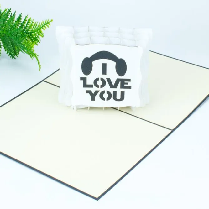 "Tôi yêu bạn" Bật lên thẻ gối thiệp chúc mừng in thẻ Kirigami Thẻ Thiết kế mới kiricard Việt Nam thủ công mỹ nghệ