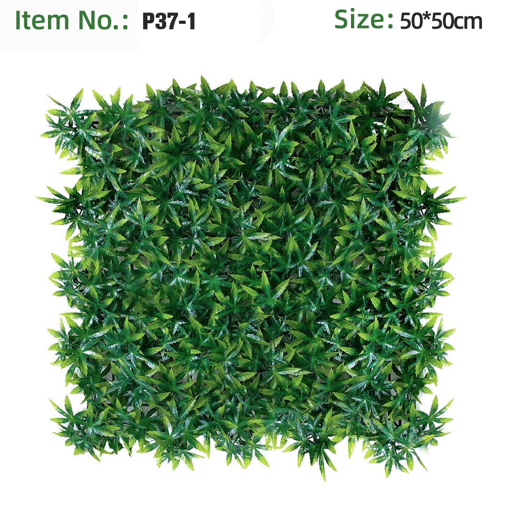 Mixed Dark Green Maple Leaf Grass Wall Panel