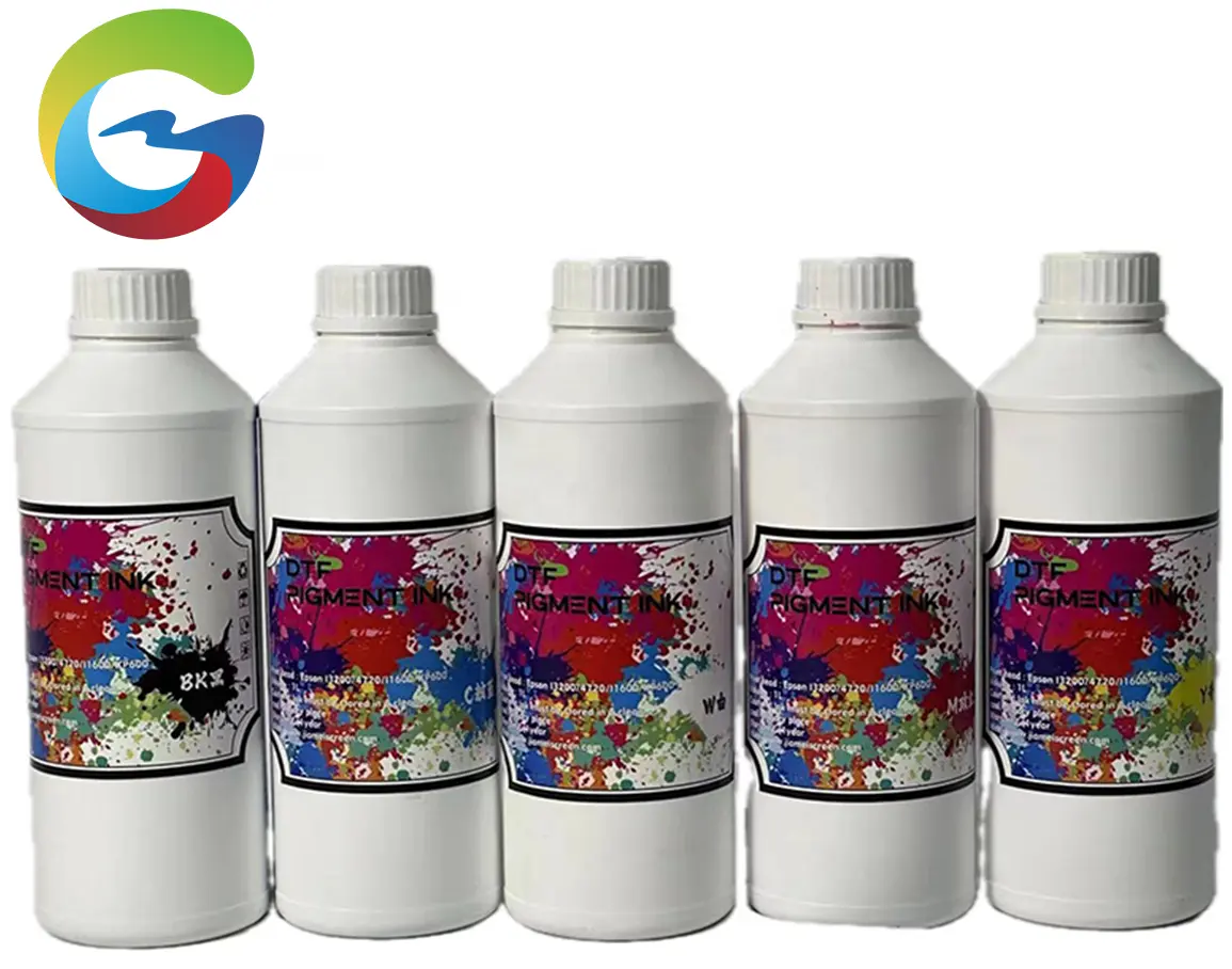 광메이 1000ml 프리미엄 CMYK + W Dtf 필름 잉크 컬러 키트 화이트 잉크 4720 I3200 전송