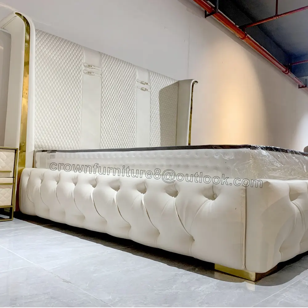 Aufbewahrung sbett mit hellem Leder moderne Schublade Queen King Size Rahmen mit unter Hochzeits bett intelligentes Design geheime sichere Lagerung