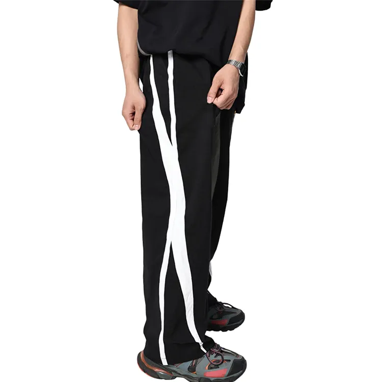 Manufacturer high quality nylon track pants streetwear Men's Pants Trousers fluorescent patchwork nylon pants men