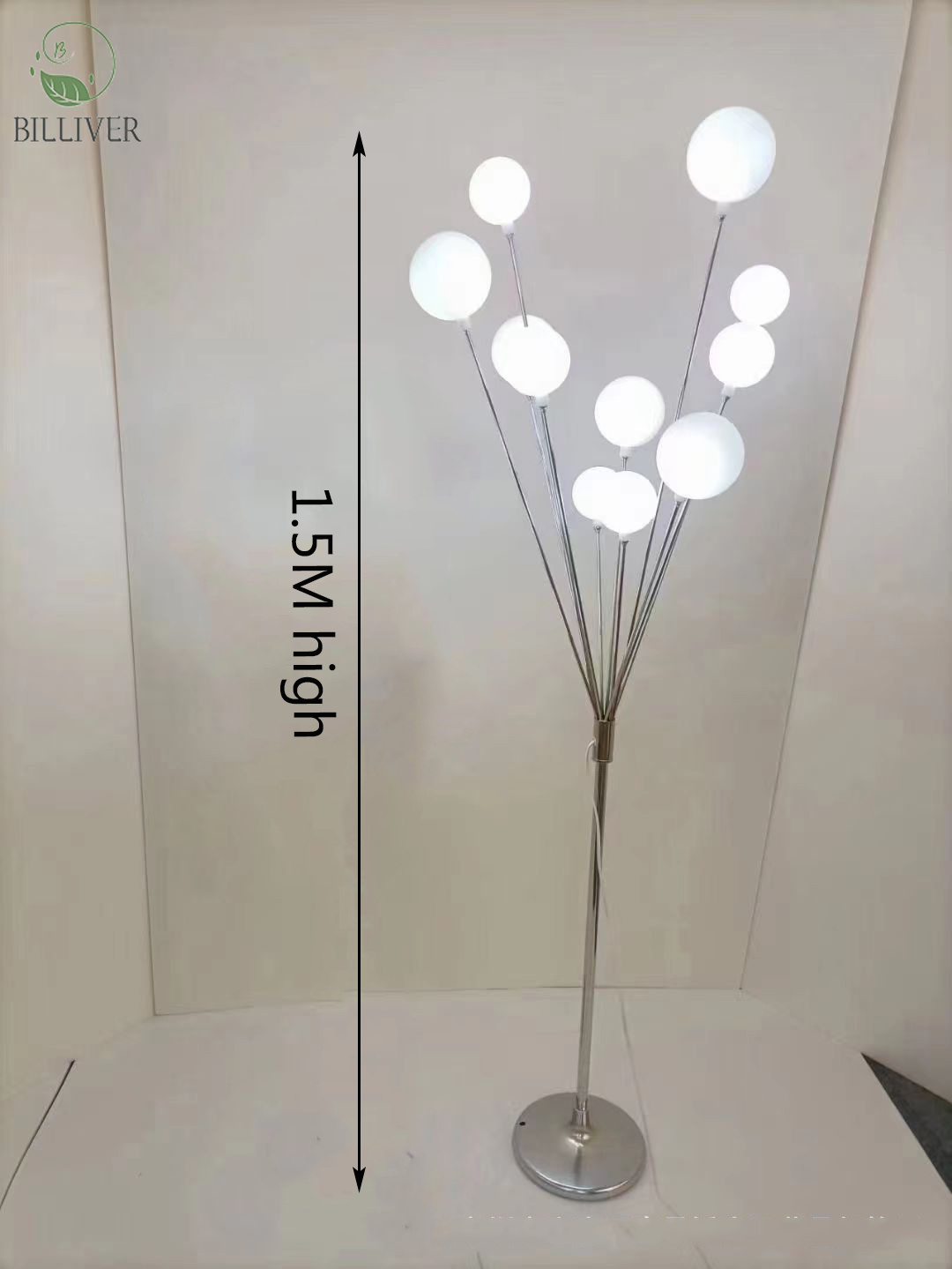 Marco de hierro plateado 150cm luz blanca