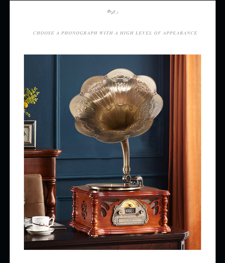 Best Quality wooden Retro Gramophone Multifunctional player phonograph for home audio