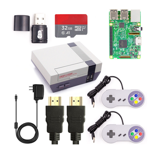 Ahududu Pi 3 kiti Retro oyun kabuk kolu denetleyici güç kaynağı SD kart ahududu Pi kiti