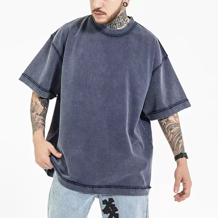 थोक 210 ग्राम ड्रॉप कंधे फोम धोया पुरुषों टीस अनुकूलित डिजिटल 3D streetwear कश प्रिंट लोगो पुरुषों की आकस्मिक स्लिम टी शर्ट