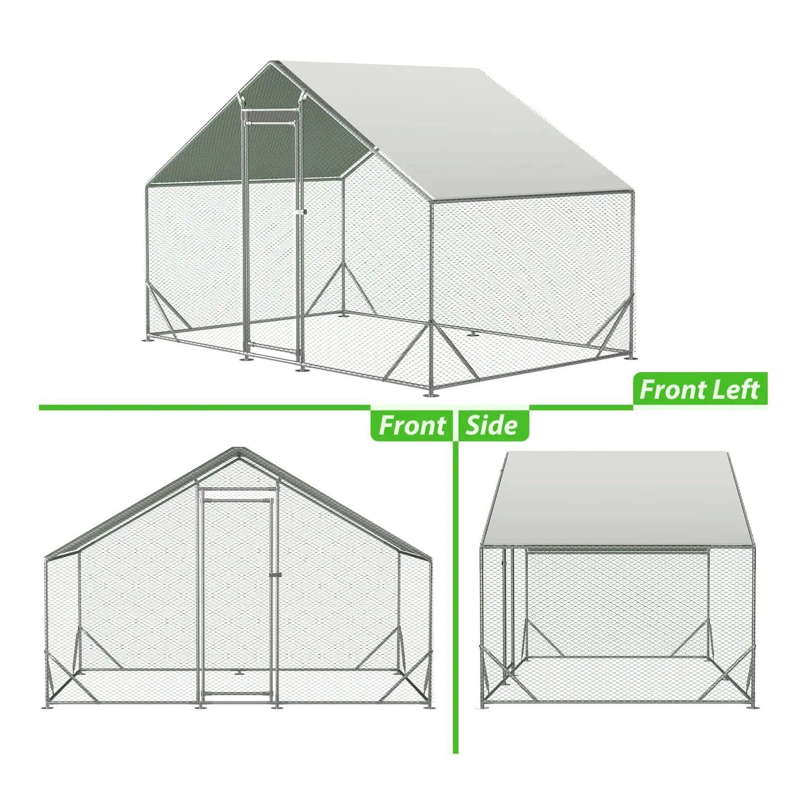 Jaula para aves de corral con cubierta impermeable y anti-UV Diseño de puerta bloqueable