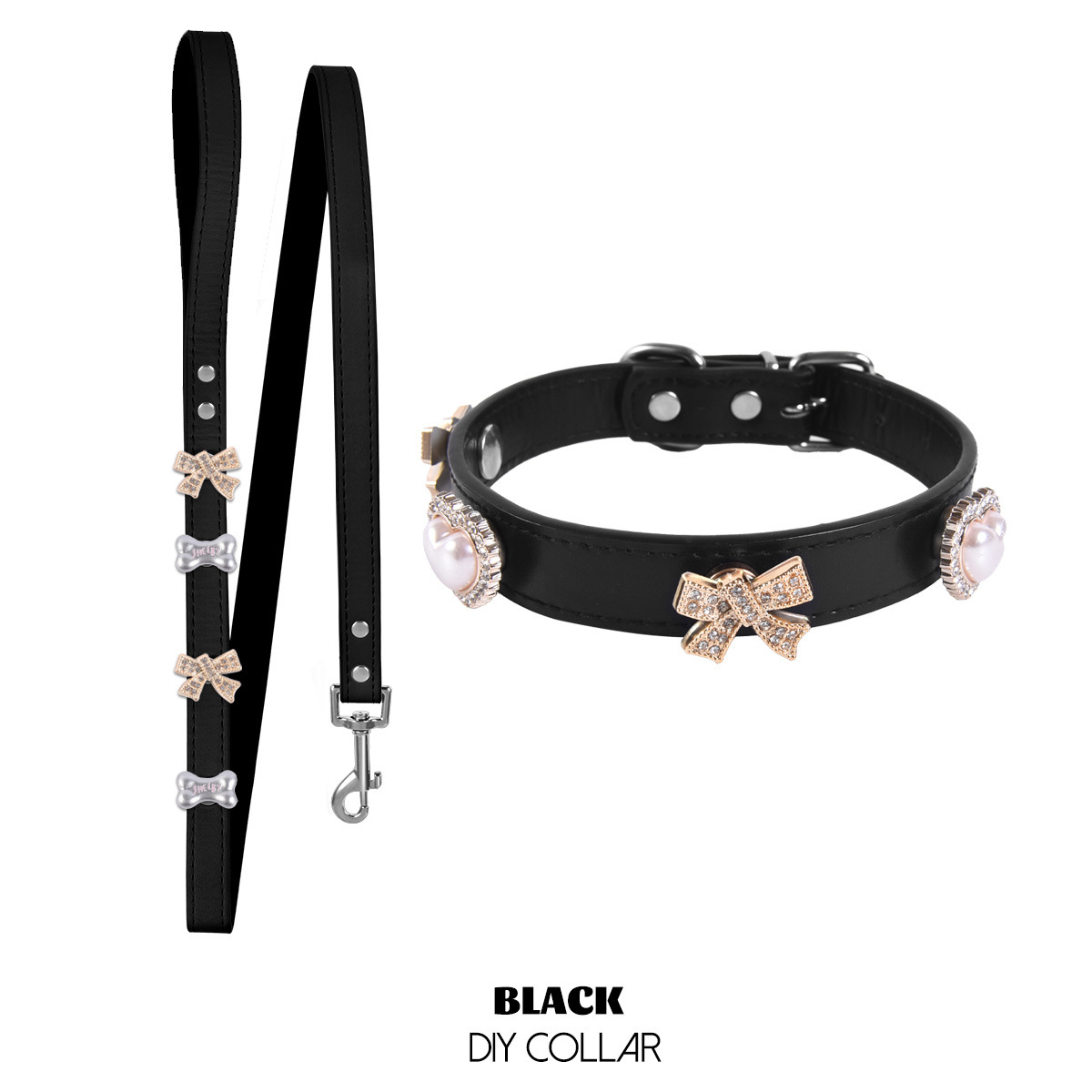Black leash collar