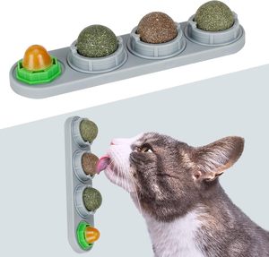 Paquete de 4 bolas de hierba gatera seguras y saludables para masticar y limpiar los dientes para pared de gatos - Product Image 1