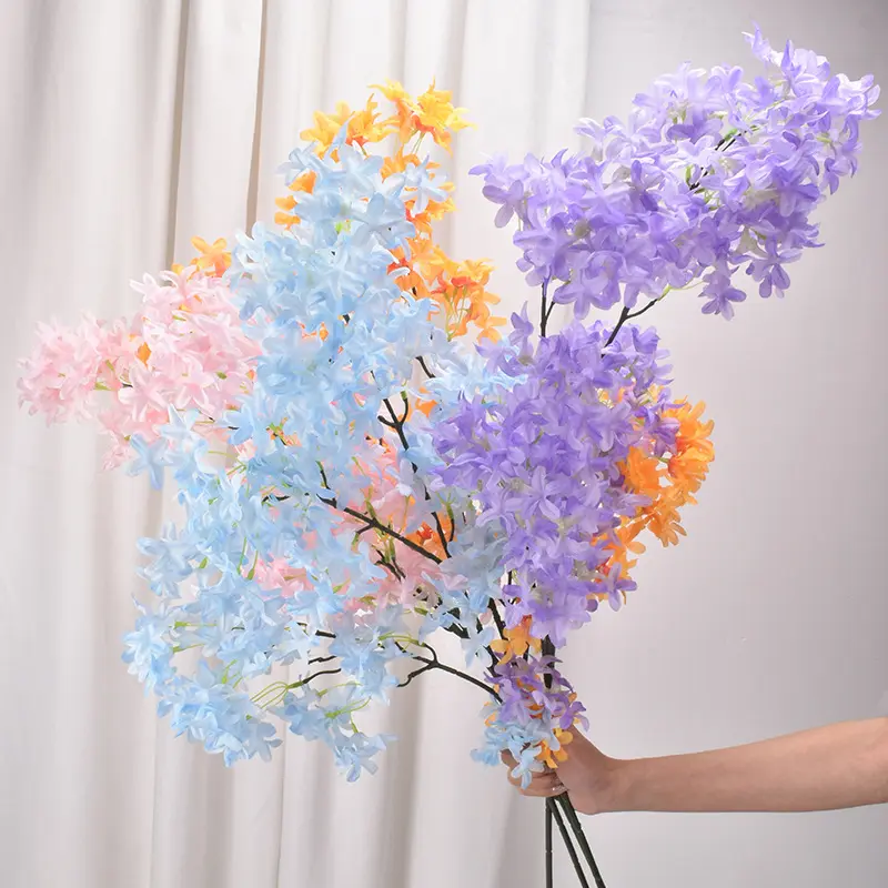 Factory Sale 97 Cm Long Branch Silk Lilac Hanging Flower Artificial Cherry Wedding Flowers