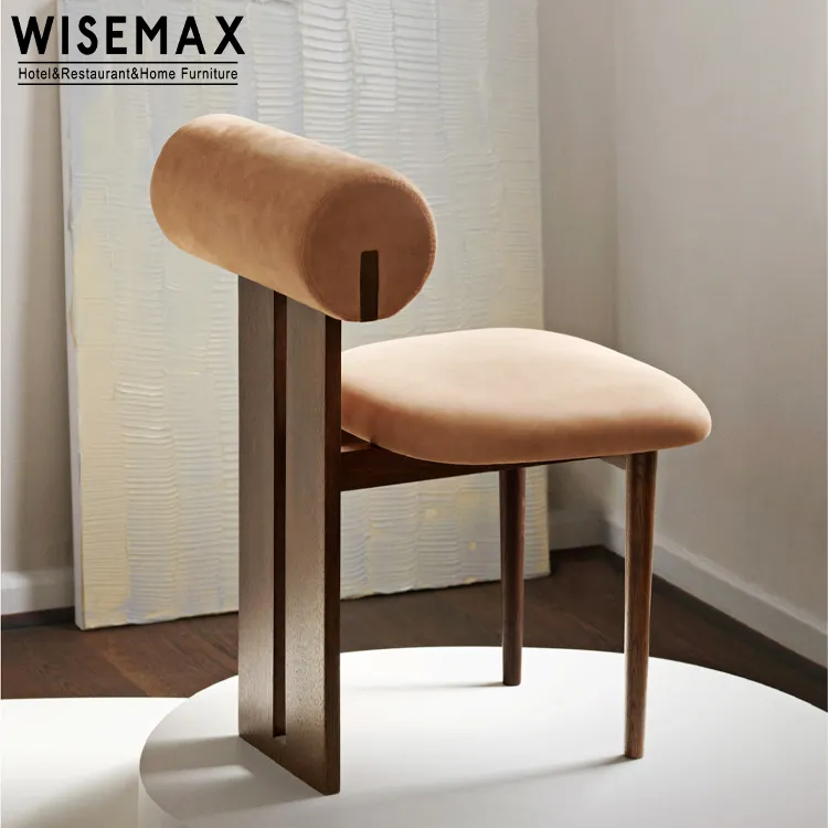 WISEMAX-muebles de lujo para restaurante, sillas de comedor de terciopelo con patas de madera de tela, respaldo retro, sillas de comedor