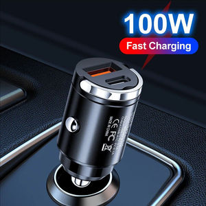 アルミニウム電気自動車充電器急速充電器PDタイプc100WデュアルUSBQC3.0プルリングポータブルミニUSB自動車電話充電器アダプター - Product Image 3