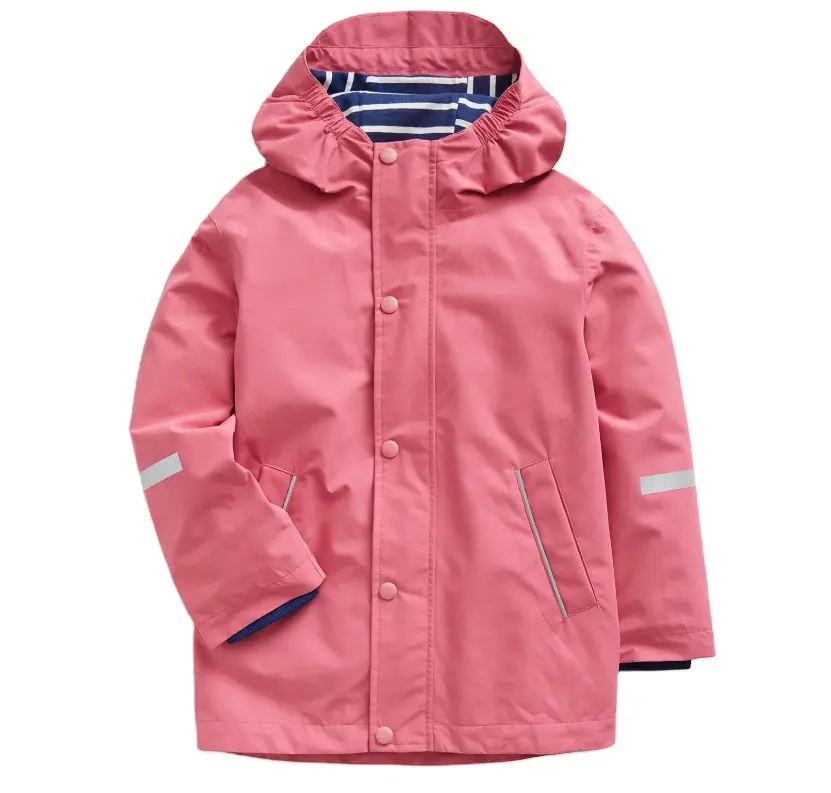 ขายร้อนเด็กเสื้อกันฝน PU กันน้ําเสื้อกันฝนชายหญิงฤดูใบไม้ผลิผ้าฝ้ายเรียงรายแจ็คเก็ตเด็ก Windproof Outwear