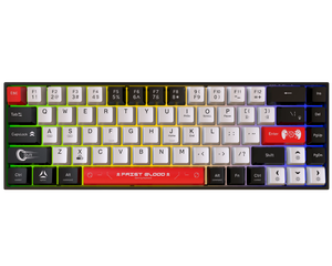 Teclado mecánico con cable de 68 teclas, diseño personalizado, combinación de tres colores, todas las teclas antifantasma, 19 modos de iluminación, retroiluminación LED