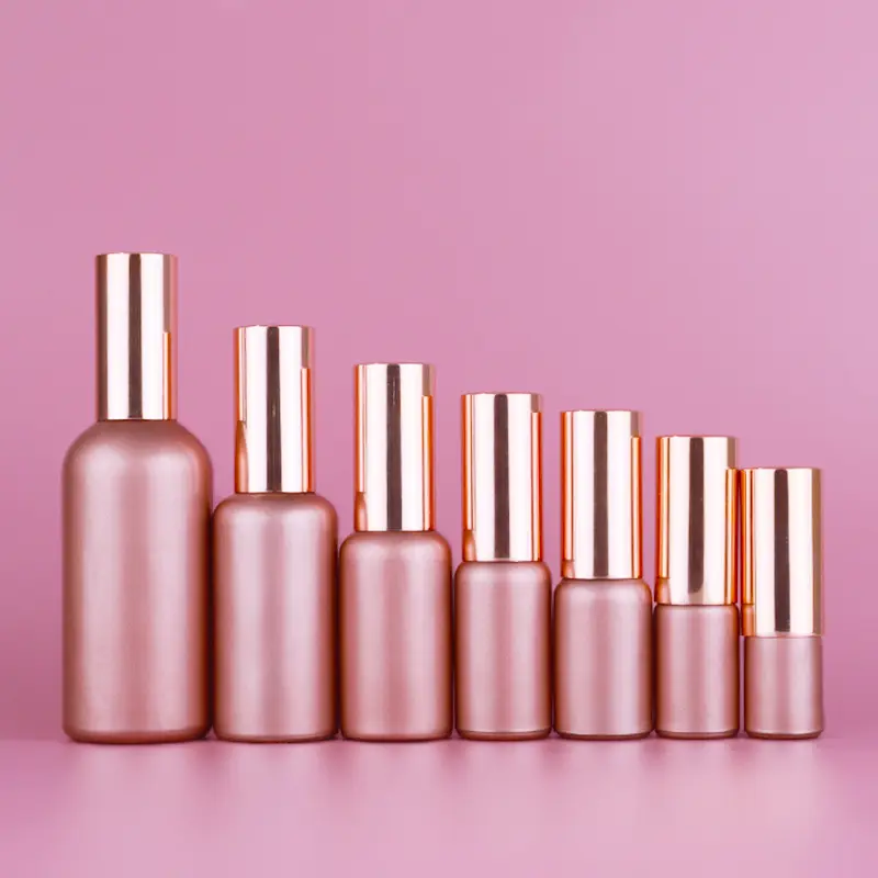 5ml 10ml 15ml 30ml 50ml 100ml 2oz 4OZ bouteille de parfum en verre rose à brume fine avec pompe à lotion en aluminium or rose