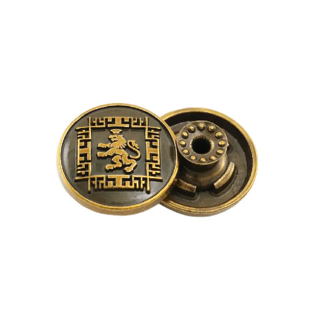 OEM ODM personalizzato goffrato Botones oro metallo bottoni Logo rivetti Tack Jeans panno bottone per abbigliamento giacca Denim