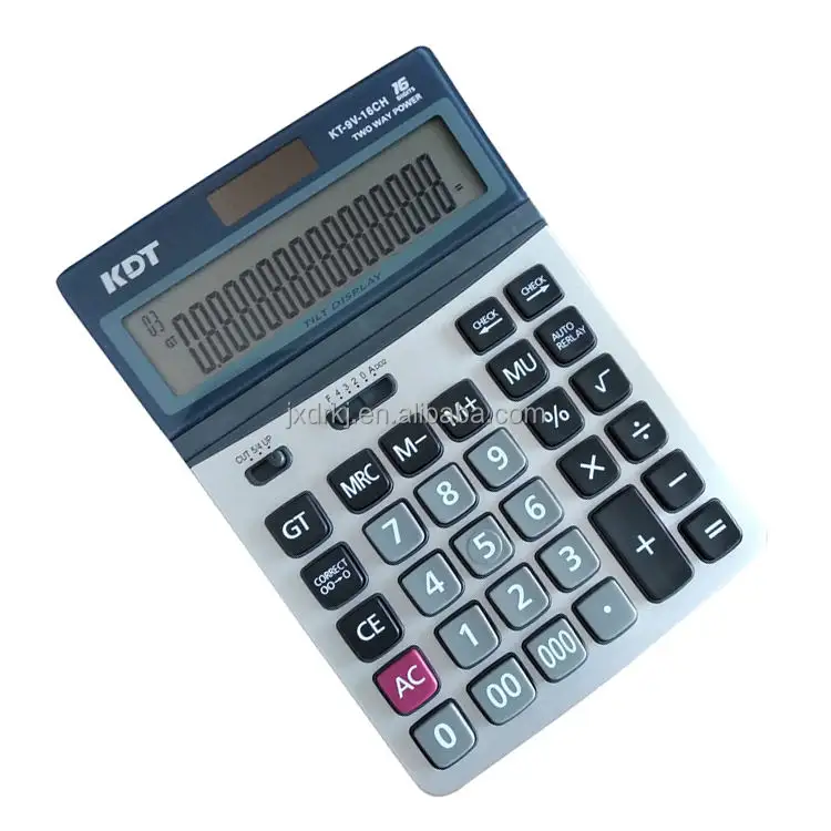 Calculatrice à 16 chiffres Calculatrice de conversion de devise à double Kt-9V-16Ch d'alimentation Calculatrice de marque