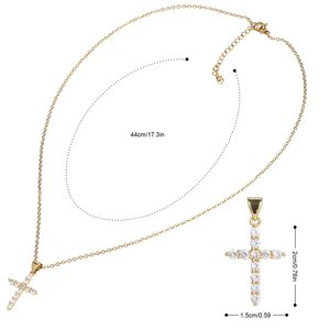 Pirinç elektrolizle 18K çapraz zirkonya tam elmas taç daire dönüş kolye bayanlar kolye - Product Image 3