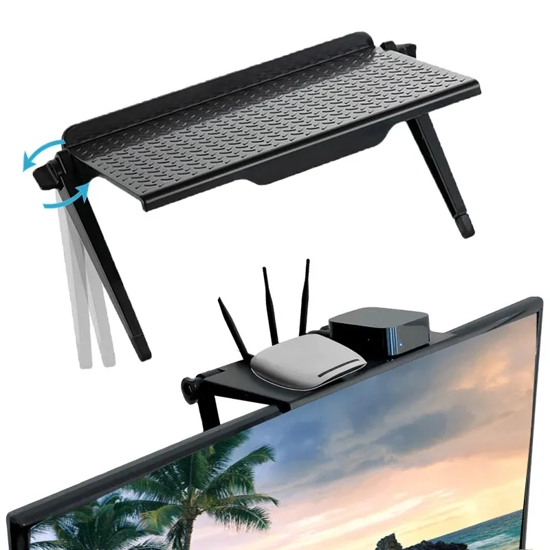 Organizador de Monitor de TV, estante de almacenamiento para pantalla superior, práctico, para el hogar, ordenador y oficina, gancho organizador multifuncional