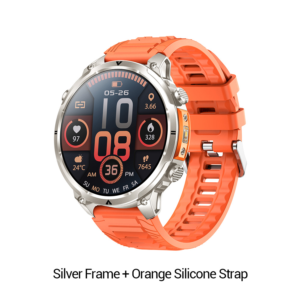 Cadre argenté + bracelet en silicone orange