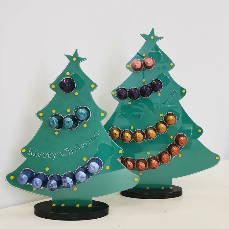 Acrilico Capsule Nespresso Titolare di Stoccaggio Personalizzato Albero Di Natale Forma di Capsule di Caffè Titolare