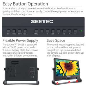 SEETEC ATEM156 15.6 Inch Broadcast Director <strong>Monitor</strong> <strong>with</strong> 4 HDMI <strong>Inputs</strong> Quad Split Display for HD Broadcast <strong>Monitor</strong> - Product Image 5