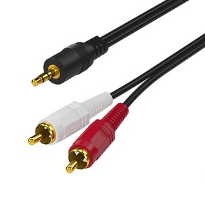 3.5毫米AUX立体声金端口至2 RCA公1.5米长音频Y电缆适配器，适用于高清电视电脑播放器智能手机平板电脑笔记本 - Product Image 1