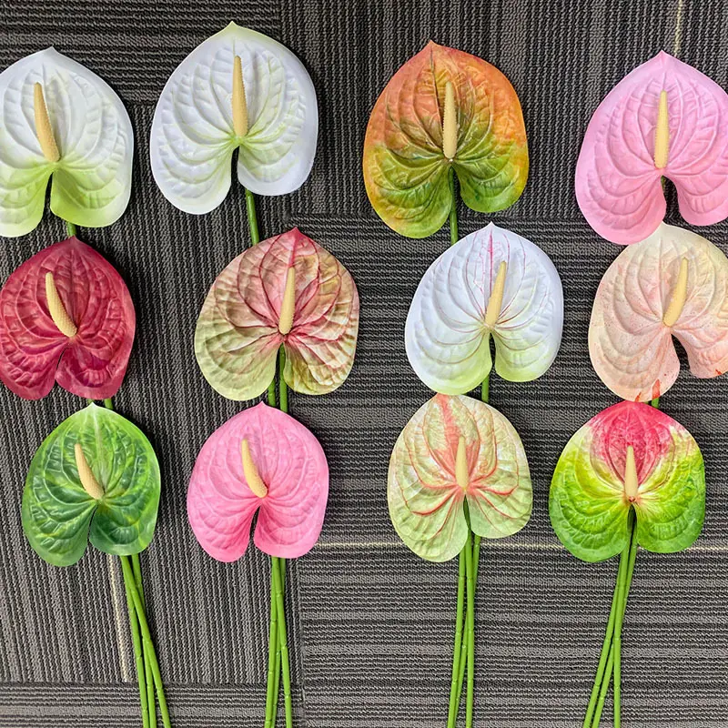 Fleurs décoratives artificielles 3D Real Touch Anthurium