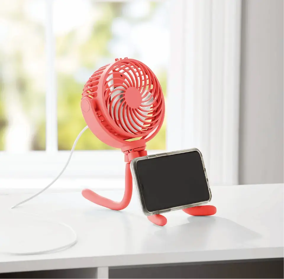 Ventilatore portatile ricaricabile USB portatile 4 In 1 da appendere ventilatore da tavolo elettrico regolabile senza fili DC ventilatore da tavolo con raffreddamento ad aria Flex Smart Fan