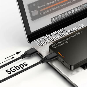 200件印刷标志1M 2M 3m黑灰色镀金尼龙编织5Gbps USB a型3.0电缆公对公高速数据线 - Product Image 2