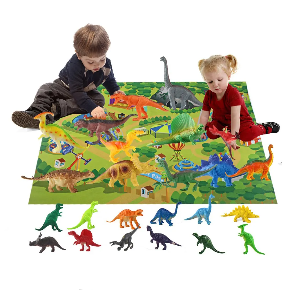 Juguetes de dinosaurios populares para niños, Set de esteras, juguetes educativos, 12 Uds.