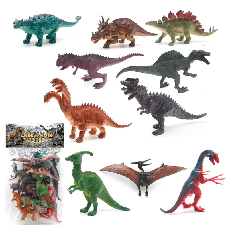ของเล่นเพื่อการศึกษาสำหรับเด็กของเล่นไดโนเสาร์พลาสติกพีวีซีแบบนิ่มสีสันสดใสของเล่นไดโนเสาร์ขนาดเล็ก