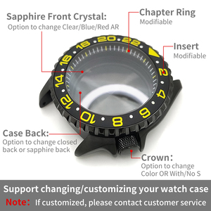 Vỏ đồng hồ SKX Classic màu đen bóng, vị trí kim giờ 4, dành cho máy SKX007 009, kính sapphire, vòng chapter, phụ kiện độ chế - Product Image 3