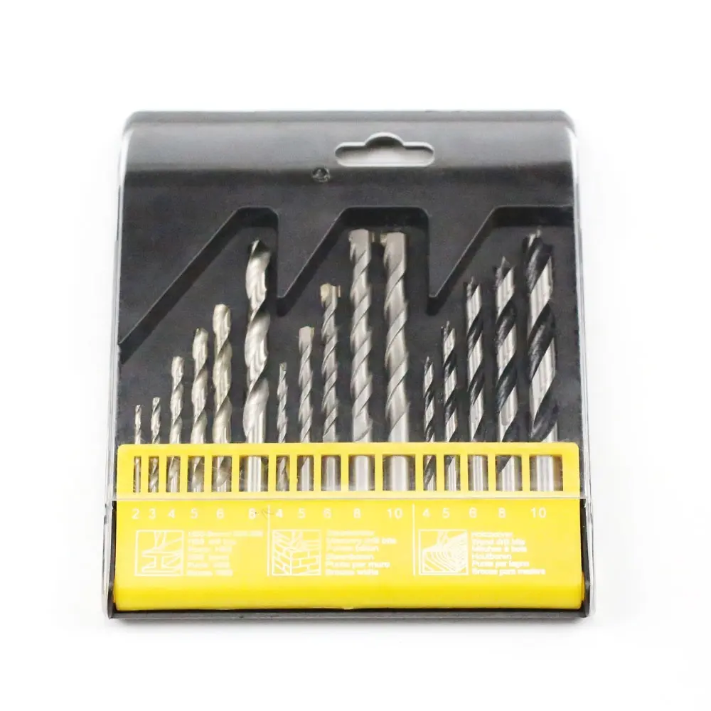 16Pcs Hỗn Hợp Twist Và Điện Búa Và Gỗ Drill Bit Set