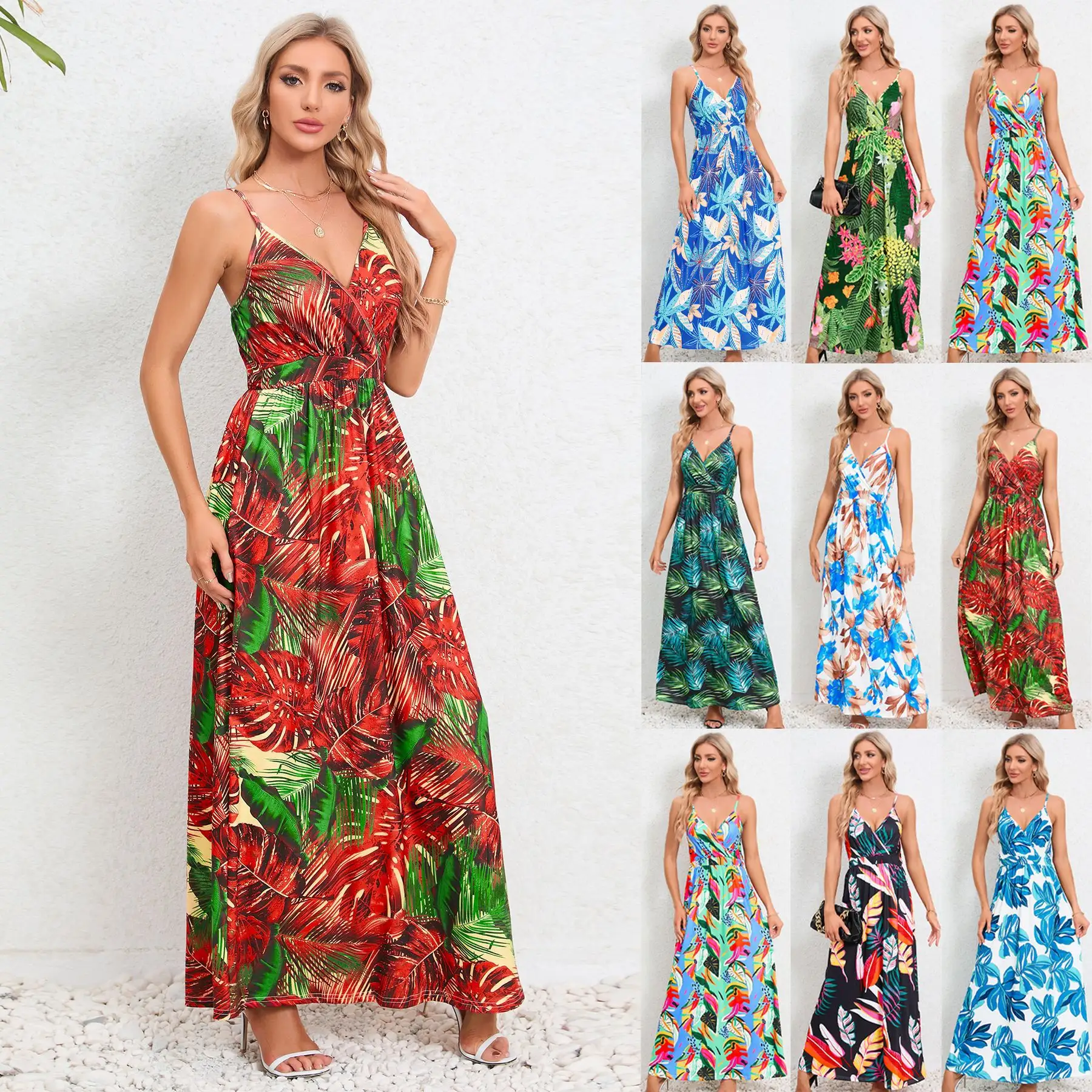 2024 bestseller trägerlos rückenfrei strandkleid blume blumendruck sommer damen langes kleid