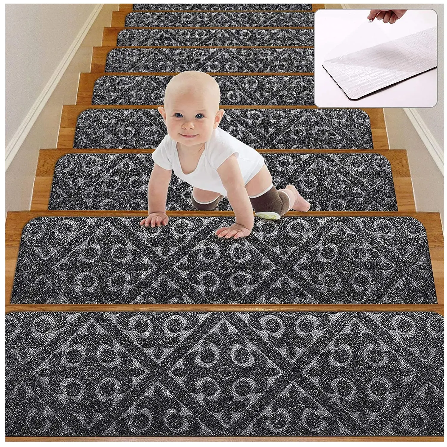 Klassische Treppenstufen Teppich rutsch fester Teppich Home Boden matte Indoor Outdoor Treppen lande matten Pads für Holztreppen selbst klebend