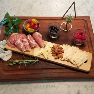 多用途鸡蛋托盘双面整理器、奶酪板切菜板芥末鸡蛋上菜或展示木制蛋托 - Product Image 2