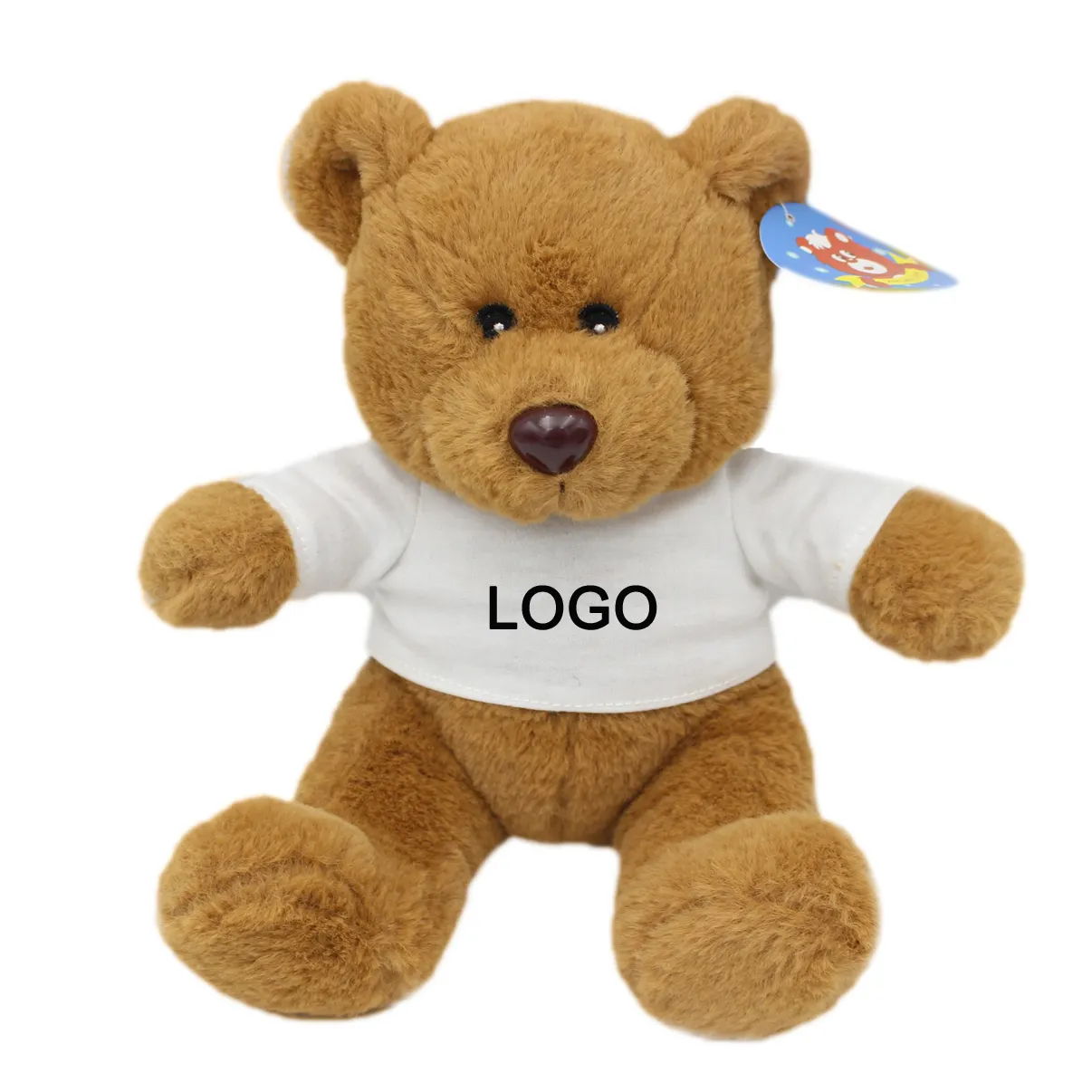 Oso de peluche de tela suave con diseño de logotipo personalizado, de fábrica, con camiseta