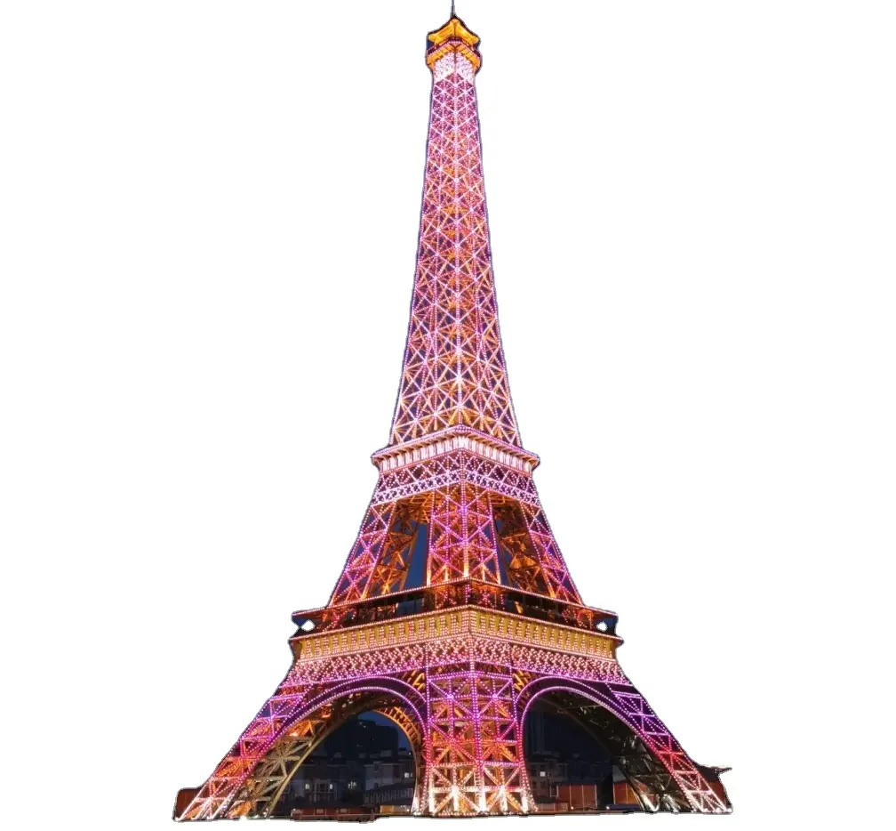 32m ünlü bina metal heykel ile eyfel kulesi LED aydınlatma gösterisi
