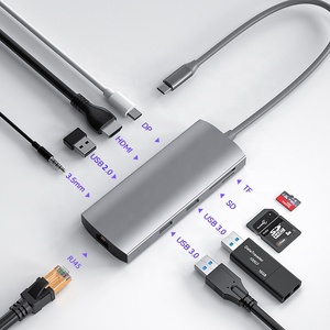9 in 1 USB C Hub 3.5mm porta Gigabit Lan SD Card Reader due USB 3.0 100W alimentatore HDMI 4K adattatore per computer portatili - Product Image 1