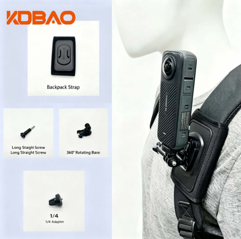 Black Backpack strap-360 rotating base-14 adapter