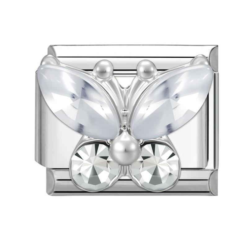 White diamond butterfly silver