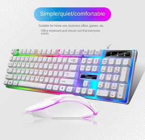 Combo de teclado y ratón para juegos con luces LED con cable para escritorio USB Connect Office Características para computadora y computadora portátil - Product Image 2