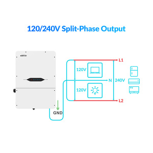 Inversor híbrido en la red de alto voltaje 580VDC PV entrada 4 MPPT 6KW y 12KW Salida de CA para inversor de cadena de sistema solar de fase dividida