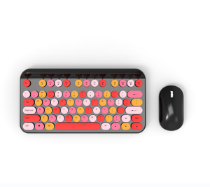 Retro Punk Round Kecap <strong>Wireless</strong> Keyboard and <strong>Mouse</strong> <strong>Combos</strong> Slient Chocolate Thin Keyboard Set USB Interface New Projected Style - Product Image 1