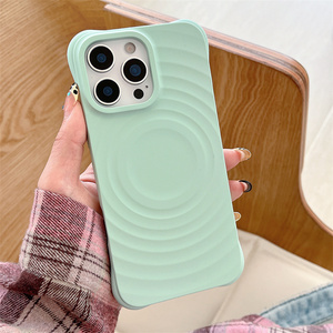 เคสโทรศัพท์แม่เหล็กลายคลื่นสีทึบ INS สำหรับ IPhone16Promax Apple 15เคสป้องกัน14 13กันตก - Product Image 3