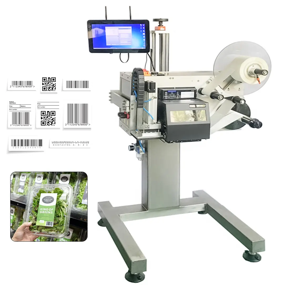 YM210P carton box flat top side label printer labeling machine vegetables meat weigher printer and labeler