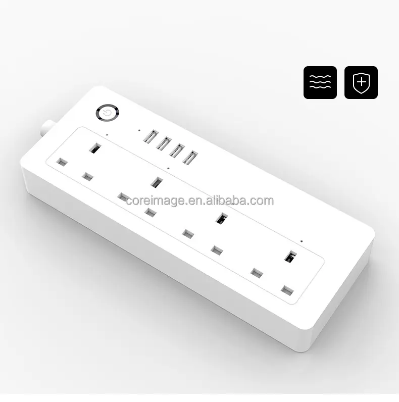 EU UK US Tuya WiFi Smart Power Strip presa di prolunga per protezione da sovratensione con Alexa Google Home 4 porte USB cavo di alimentazione con timer
