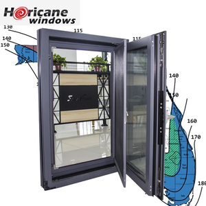 Ventana de inclinación y giro Superwu con pantalla de fibra de vidrio Ventana de huracán Tipo popular con hardware de alta calidad para el área de huracanes - Product Image 3