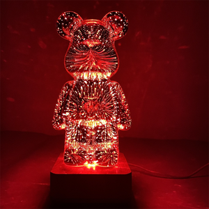 3D Firework Bear Lamp Colorful Bear Decorative LED Night Light <strong>Variable</strong> 7 Colours Glass Table Lamp