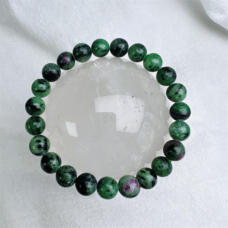 สร้อยข้อมือลูกปัดคริสตัลทับทิม zoisite epidote แบบขัดเงาสำหรับเป็นของขวัญ - Product Image 2